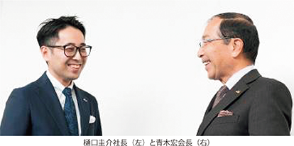 樋口圭介社長(左)と青木宏会長(右)