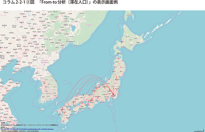 コラム2-2-1〔2〕図 「From-to分析(滞在人口)」の表示画面例