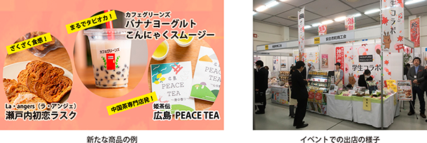 新たな商品の例・イベントでの出店の様子