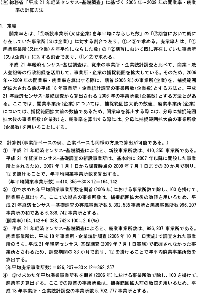4表　開業率・廃業率の推移（非一次産業）つづき（2）