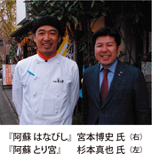 『阿蘇 はなびし』宮本博史氏（右）『阿蘇 とり宮』 杉本真也氏（左）