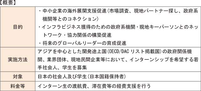 【国際即戦力育成インターンシップ事業概要】