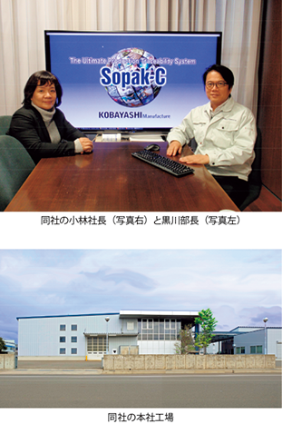 同社の小林社長（写真右）と黒川部長（写真左）同社の本社工場（写真下）