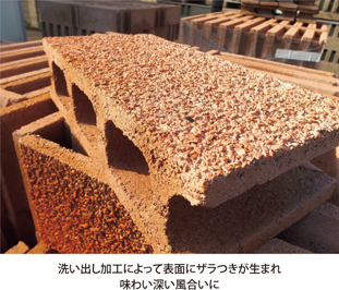 洗い出し加工によって表面にザラつきが生まれ味わい深い風合いに