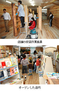 店舗の改装作業風景・オープンした店内