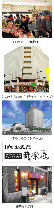 TOMATO食品館・もんぜんぷら座(旧大手スーパービル)・TOiGO(トイーゴ)・楽茶れんが館